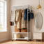 Heavy Duty Bamboo Clothes Rail Rack Garment Hanging Stand Corner Open Wardrobe