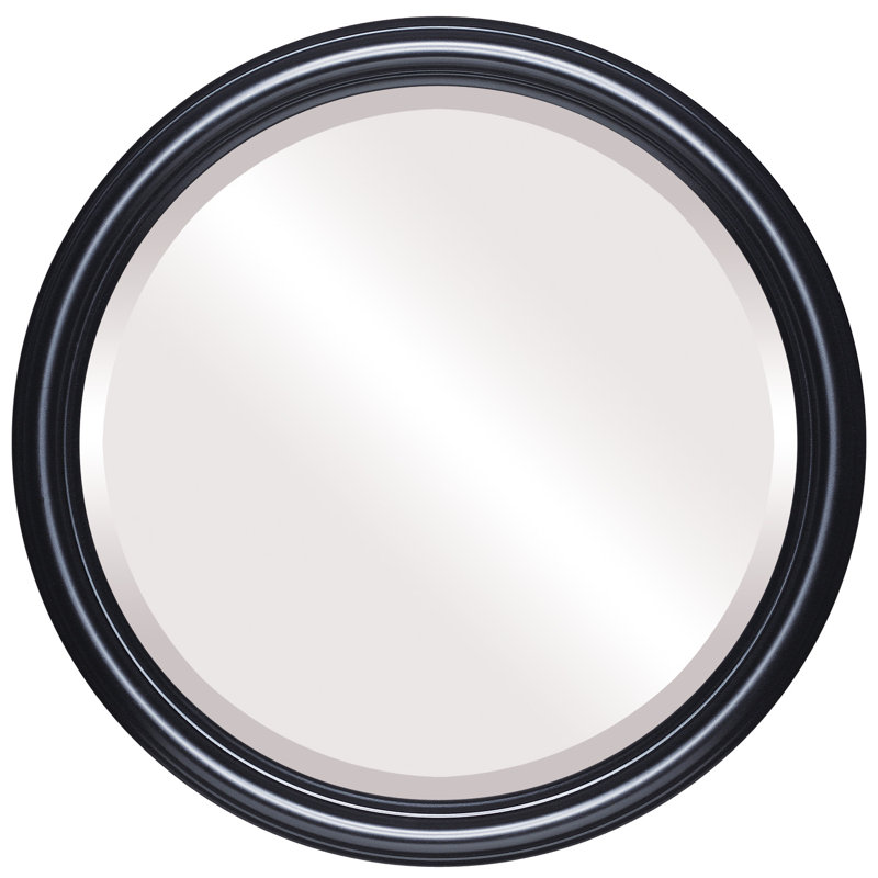 Miroir décoratif rond encadré Wooler, H 25 po x l 25 po, Noir mat