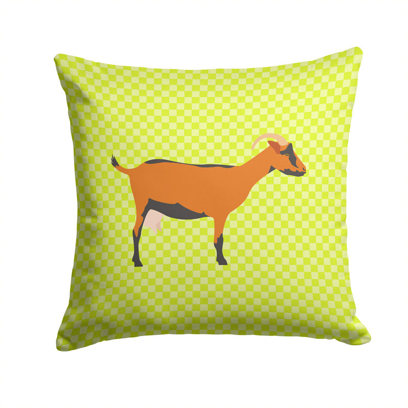 Coussin décoratif d’extérieur à vérifier chèvre, Vert, 14 po x 14 po