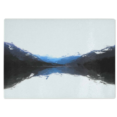 Tempered Glass Mountains Reflecting Chopping Board