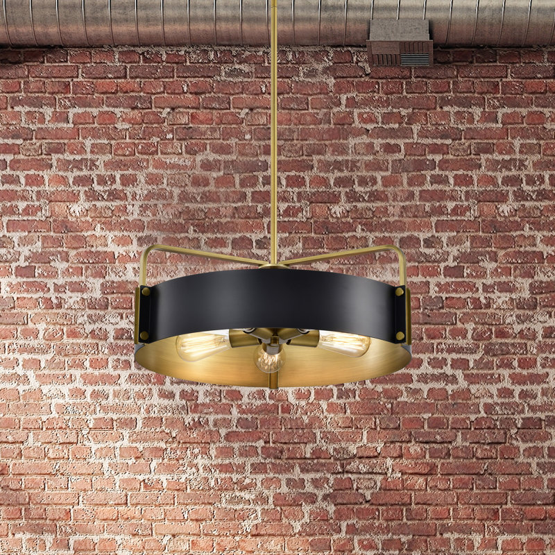 Mandia 5 - Light Drum Pendant, Matte Black/Gold