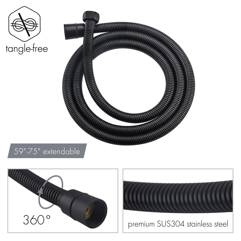 KES Complete Shower System Rough-In Valve with 12 Inches Rain Shower Head Push-Button Black
