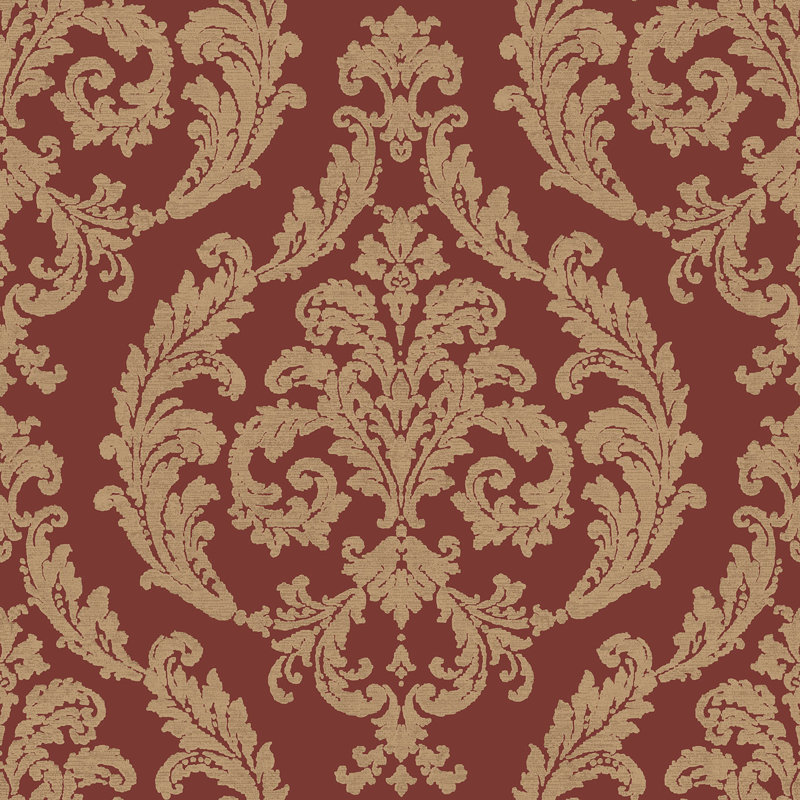 Palazzo 2 Silk Damask Wallpaper Roll, Red