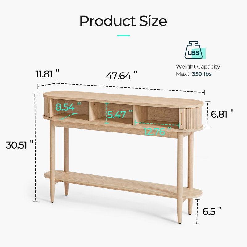 Leathia Fluted Console Table, Beige