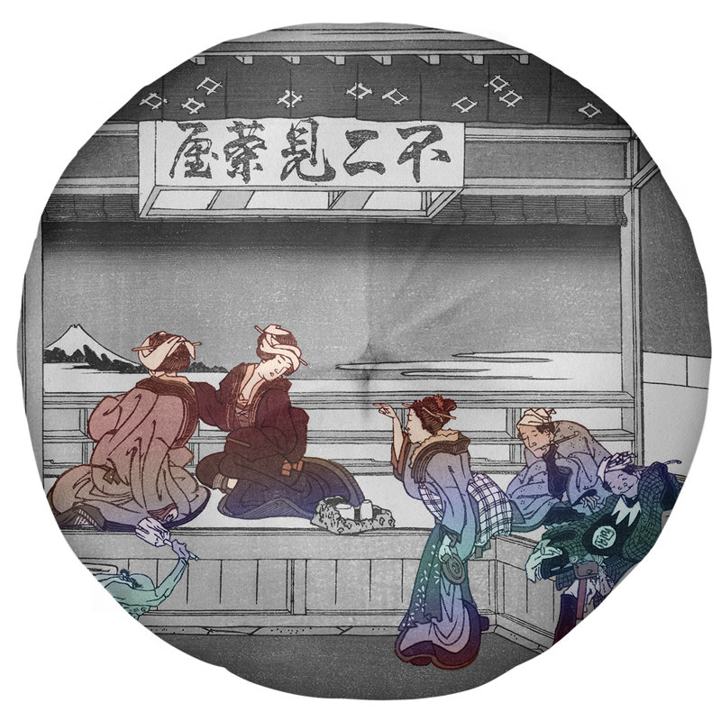 Coussin Katsushika Hokusai Yoshida at Tokaido, 31,5 po x 63 po, Dégradé rouge