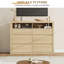 Commode 6 tiroirs en bois moderne avec 2 tablettes ouvertes, commode de rangement sans poignée de 47 po de largeur pour la chambre à coucher-462518197