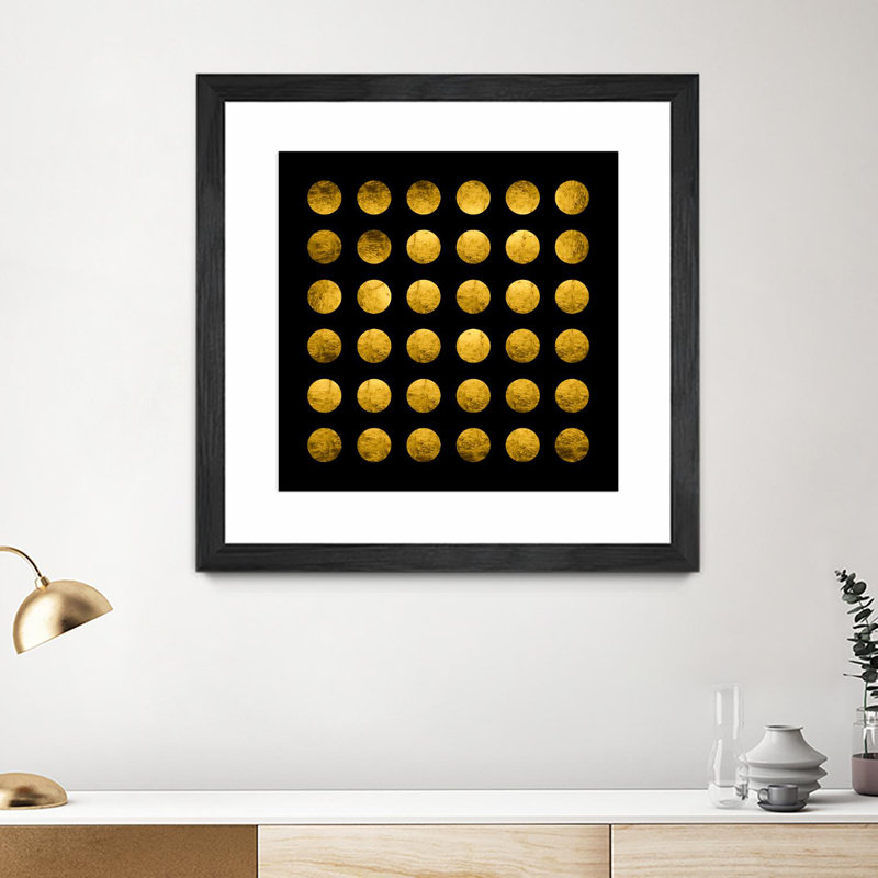 «Golden Spots Black» mat et encadré 36 po x 36 po, H 36 po x l 36 po x P 1 po