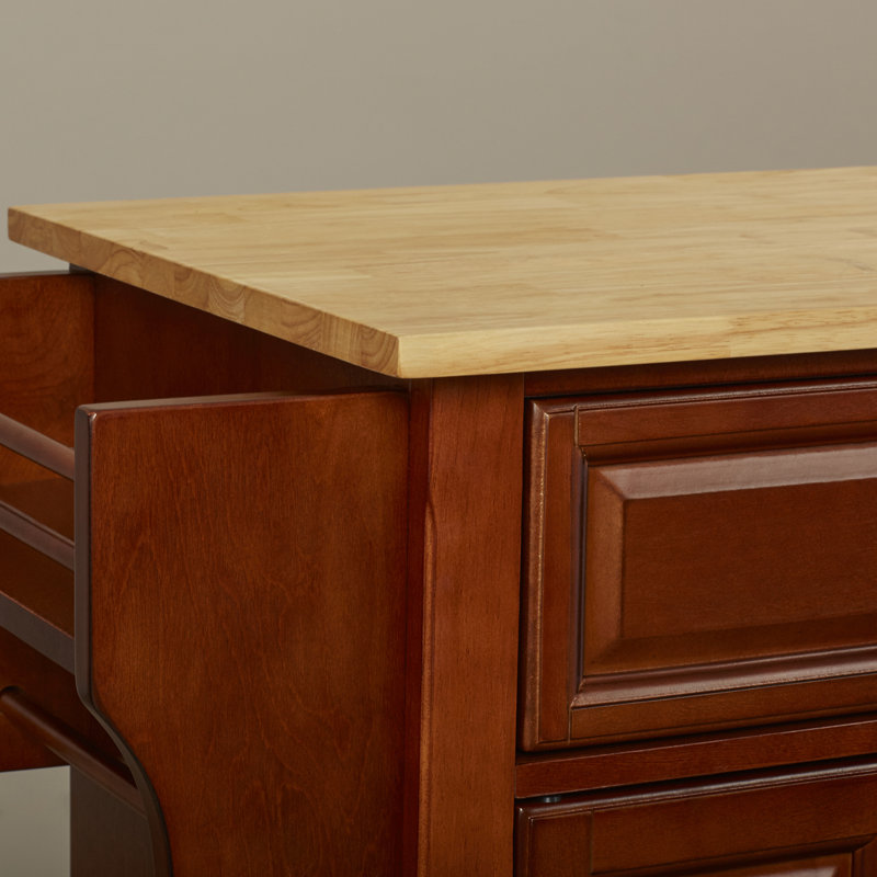 Monty Solid Wood Top Kitchen Island, Classic Cherry
