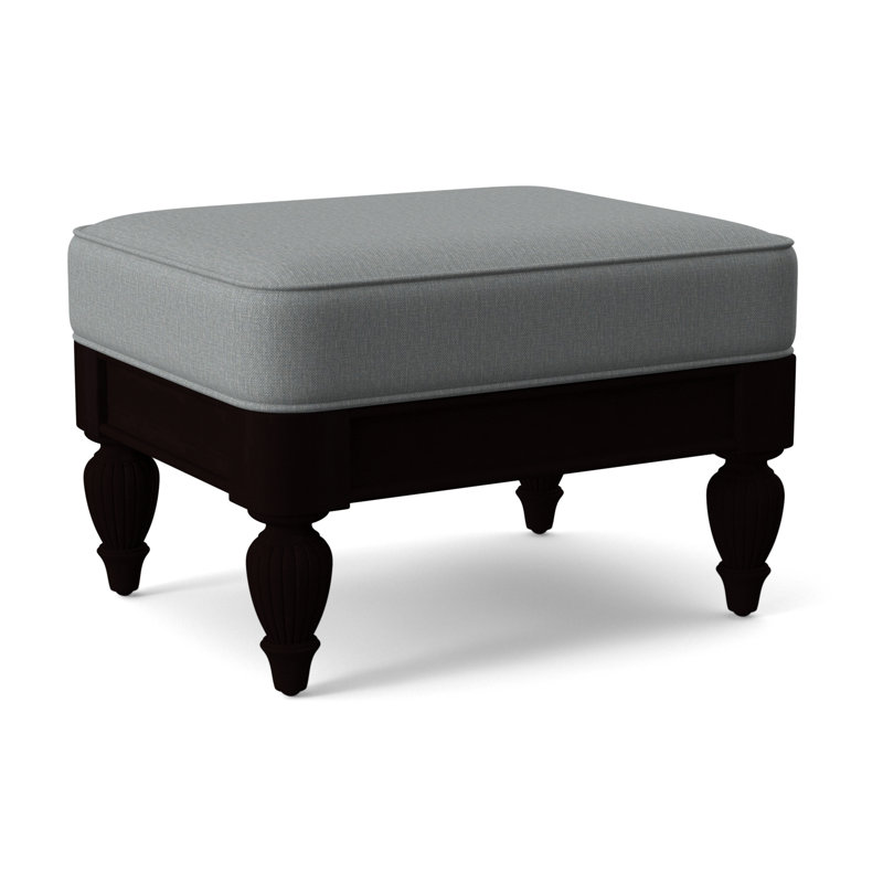Grand View Ottoman, Java Finish, Light Blue Performance Fabric; 0851-55