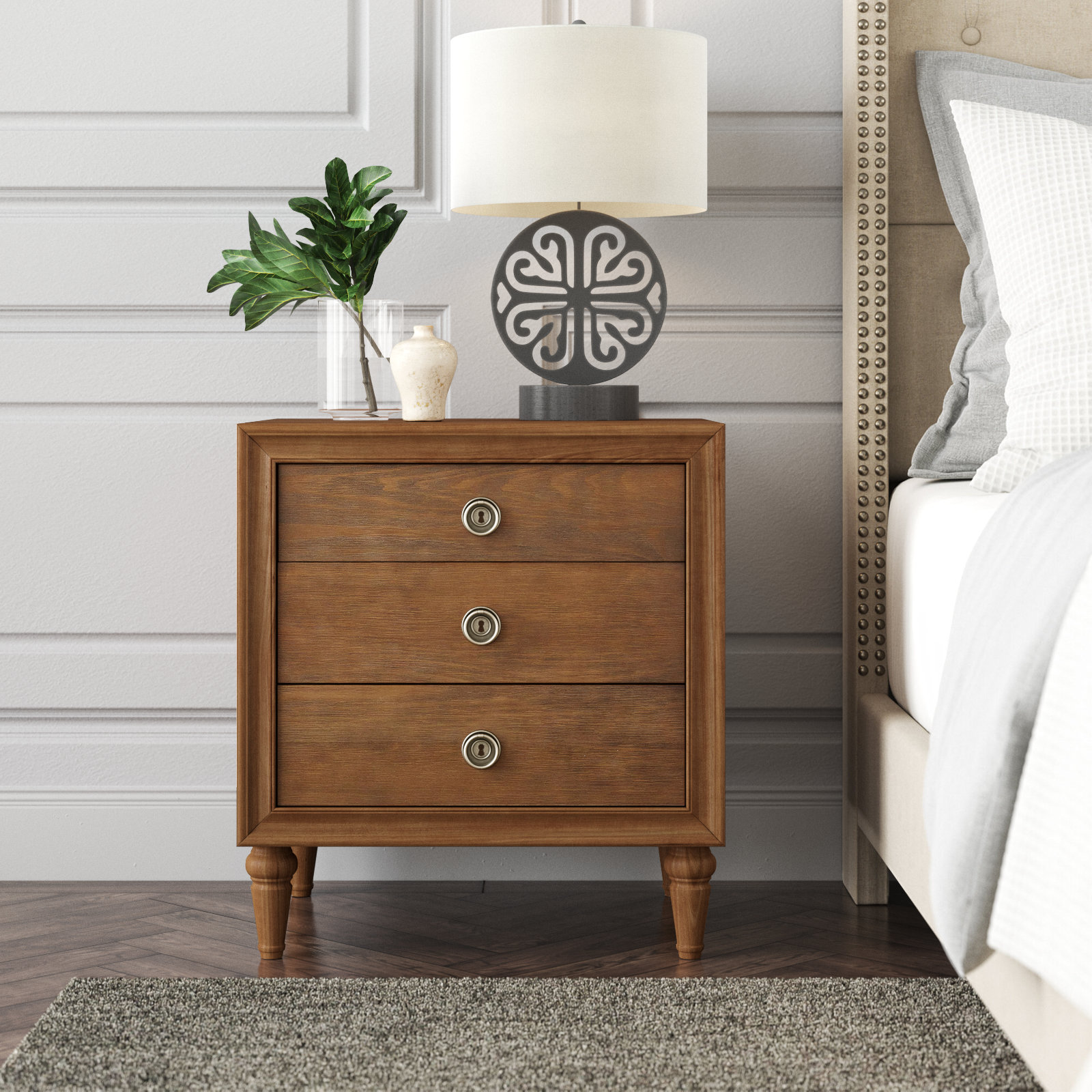 Rye 3 Drawer Nightstand Warm Brown main image 0