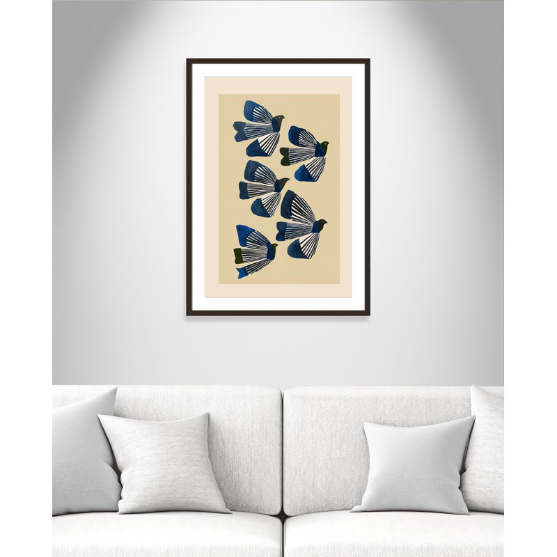 Imprimé indigo par ville, L 25,5 po x H 35,5 po, Noyer à grain ouvert, Matted Print