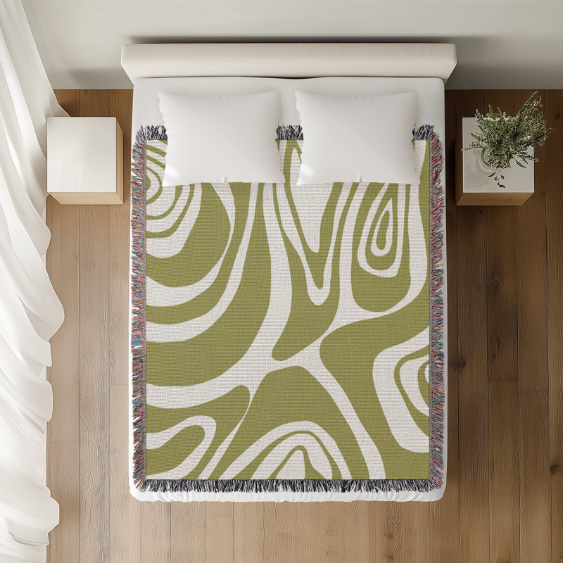 Jeté en coton Binitie Zebra Pirnt, 50 po x 70 po - Double / Double, Chartreuse