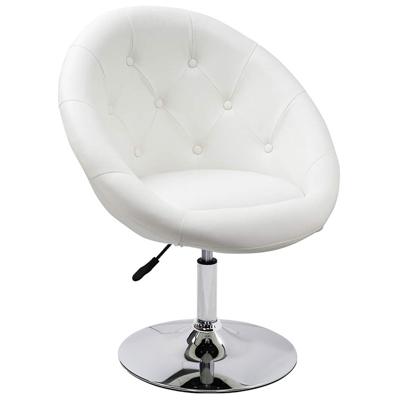 Latasha Faux Leather Swivel Barrel Chair, White