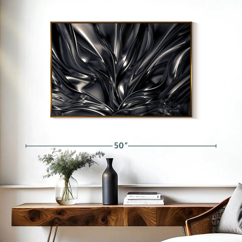 Black And Silver Lindel, Floating Frame Gold, 37" X 25"