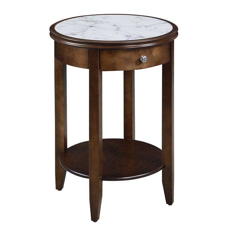 Carbin End Table with Storage, White/Espresso