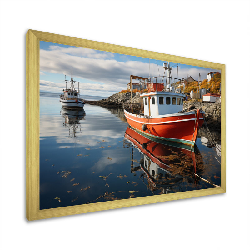 Canada maritime charme sur toile, Encadrement doré, H 12 po x l 20 po x P 1 po
