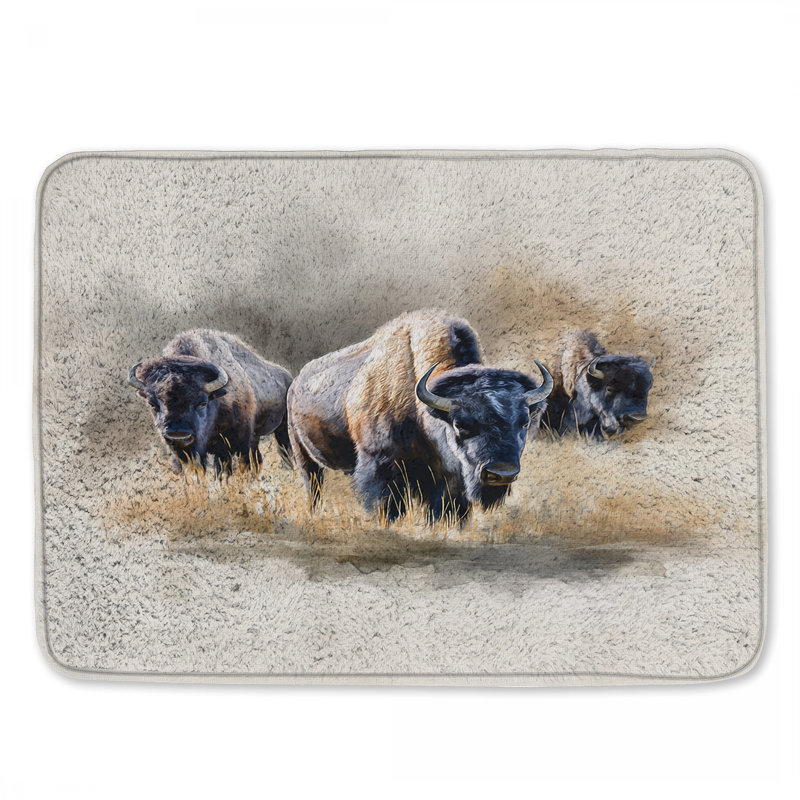 Tapis de bain Bison In Grassland, L 24 po x L 17 po