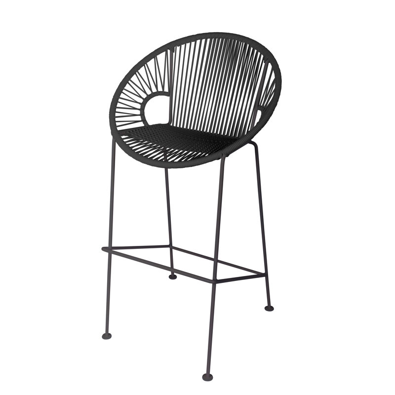 Tabouret à hauteur de comptoir fabriqué à la main Puerto, Noir, Noir