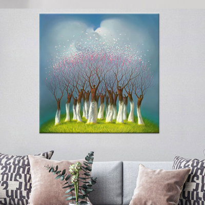 Elegant Abstract Trees Printed Canvas - Modern Art Decor,1P Wrapped Canvas