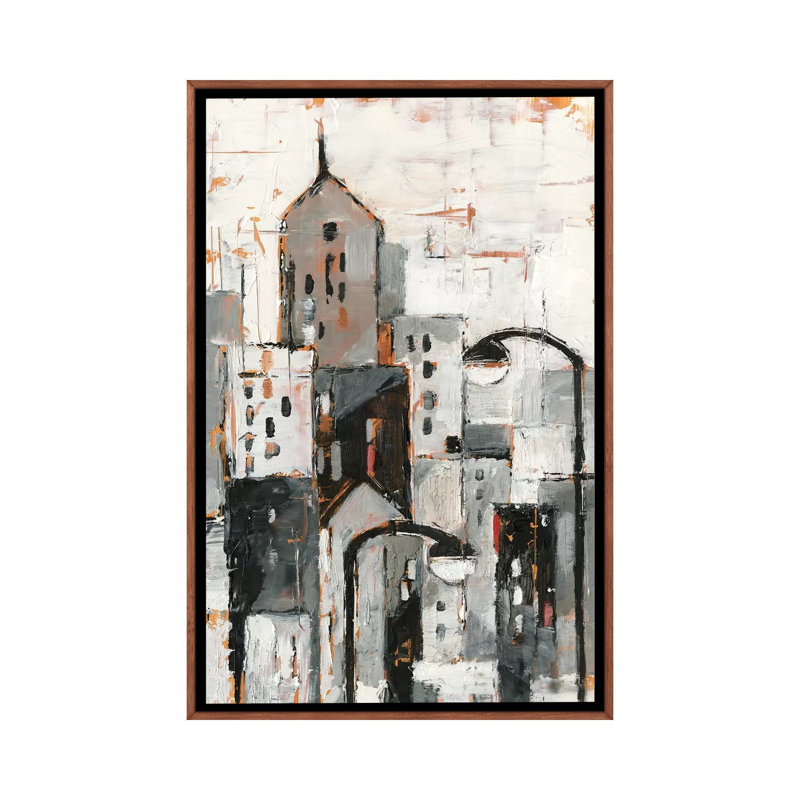 «Illuminated City I» par Ethan Harper - reproduction d'art, H 48 po x l 32 po x P 1,5 po, Toile classique avec cadre brun