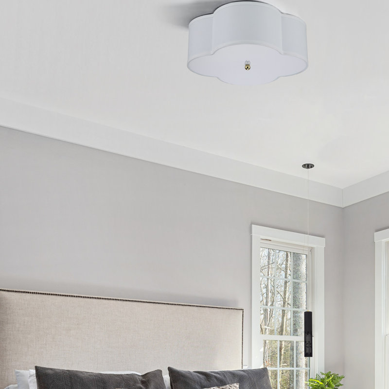 Alice 2-Light 17"W Dimmable White Fabric Flush Mount
