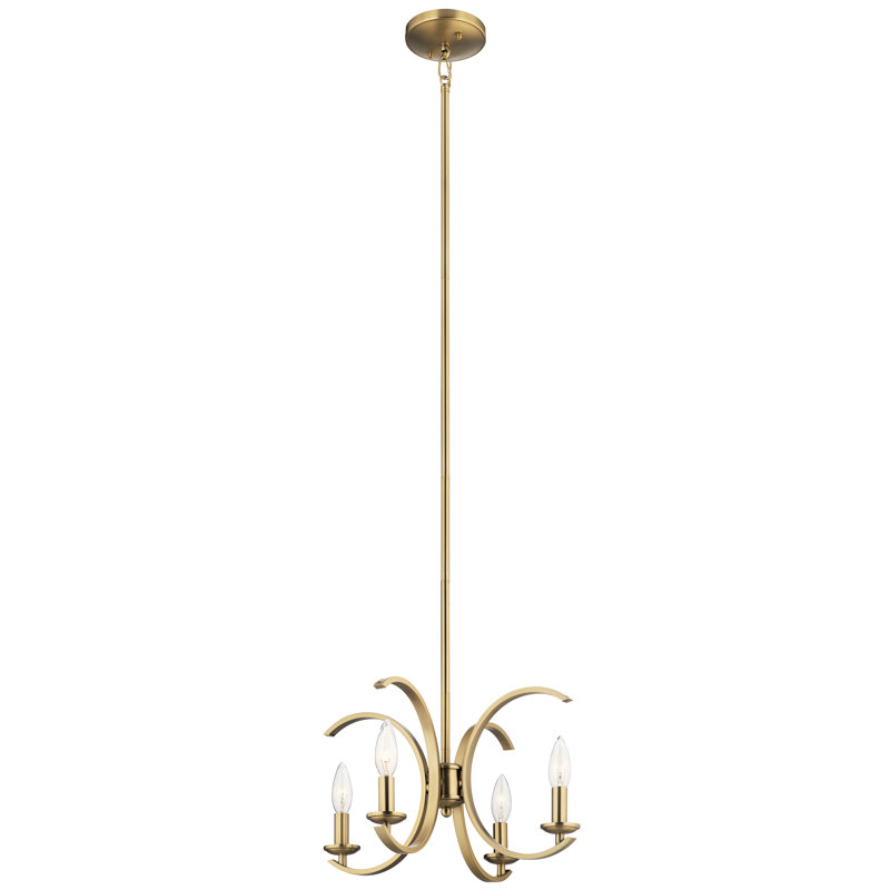 Cassadee 4 - Light Geometric Chandelier, Natural Brass