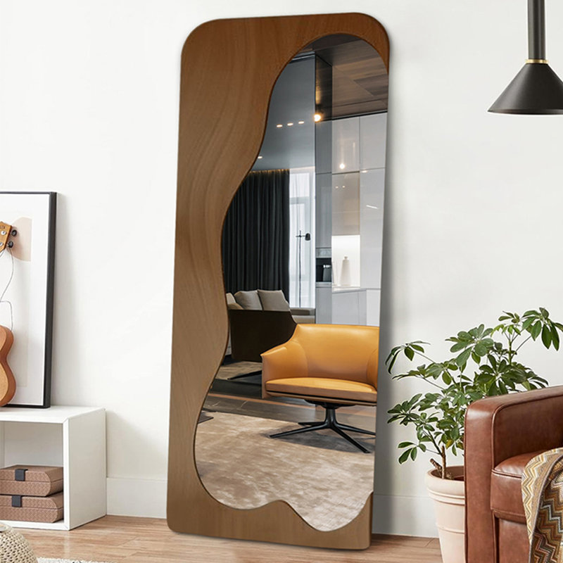 Miroir haute définition mural complet dans le style minimaliste du bois, 66,93 po x 27,56 po