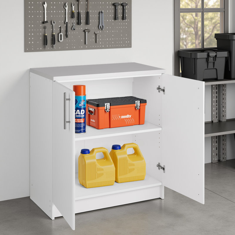 Watse Single 32" Wide Base Storage Cabinet with 1 Adjustable Shelf, Storage Cabinet with doors, Bathroom Cabinet 18" D x 32" W x 36" H, White