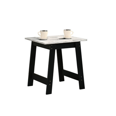 19" End Table, Marble Finish Top In Black For A Chic Interior, Furniture Sliders Included Modern Living Space,