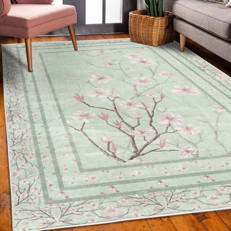 Tapis décoratif en fibres de polyester à haute densité Jeison, Rectangle 4 pi x 5 pi 7 po