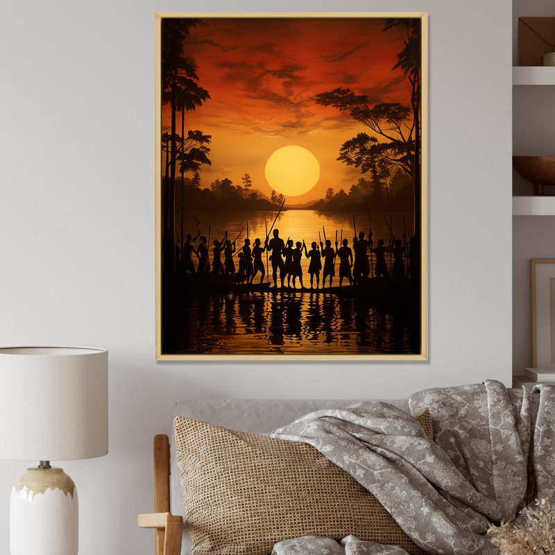Tribu africaine Fulani Journey II, Cadre flottant brun, H 32 po x l 24 po x P 1 po