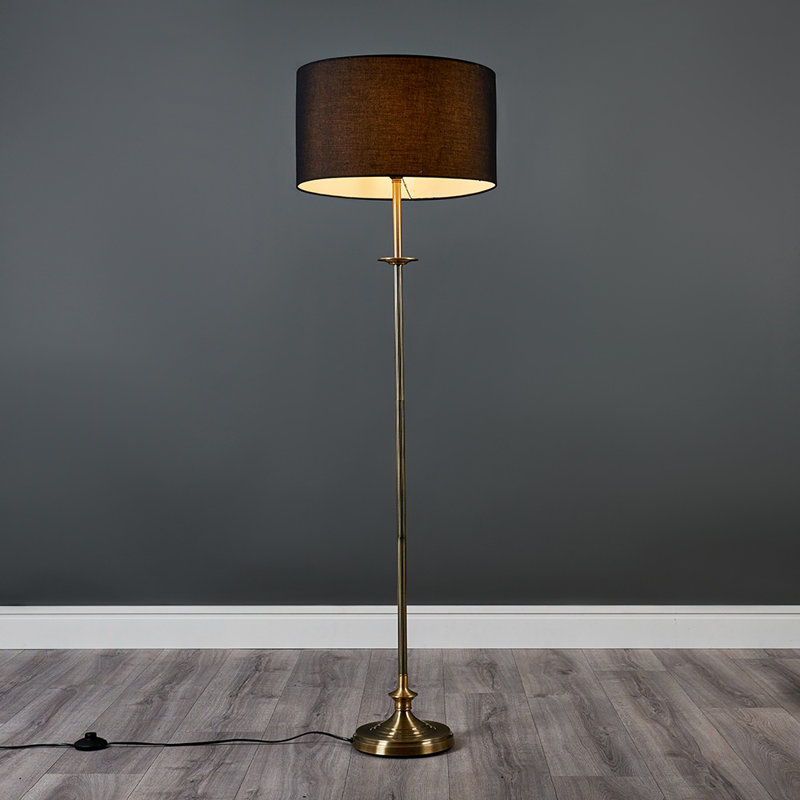 Sahag 144cm Traditional Floor Lamp, Antique Brass, Black