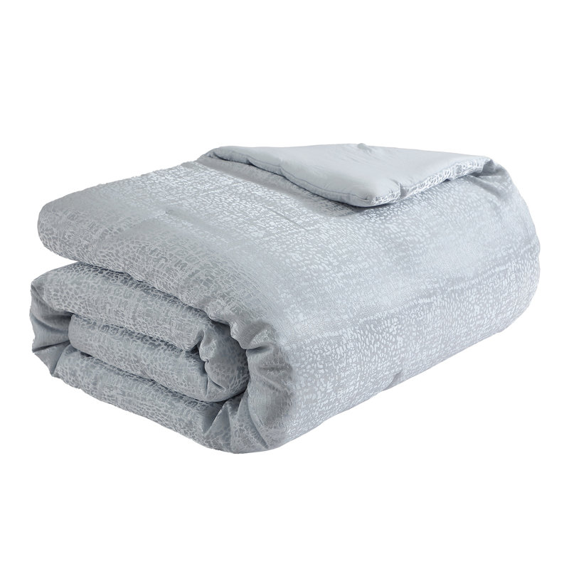 Tahari Home Sterling 5-Piece Abstract Jacquard Comforeter Set, King Comforter + 2 King Shams + 2 Throw Pillows, Ice Blue