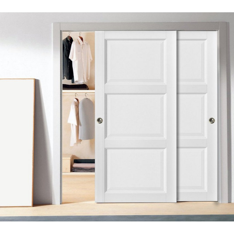 Portes blanches à panneau coulissant Lucia, 60 po x 80 po