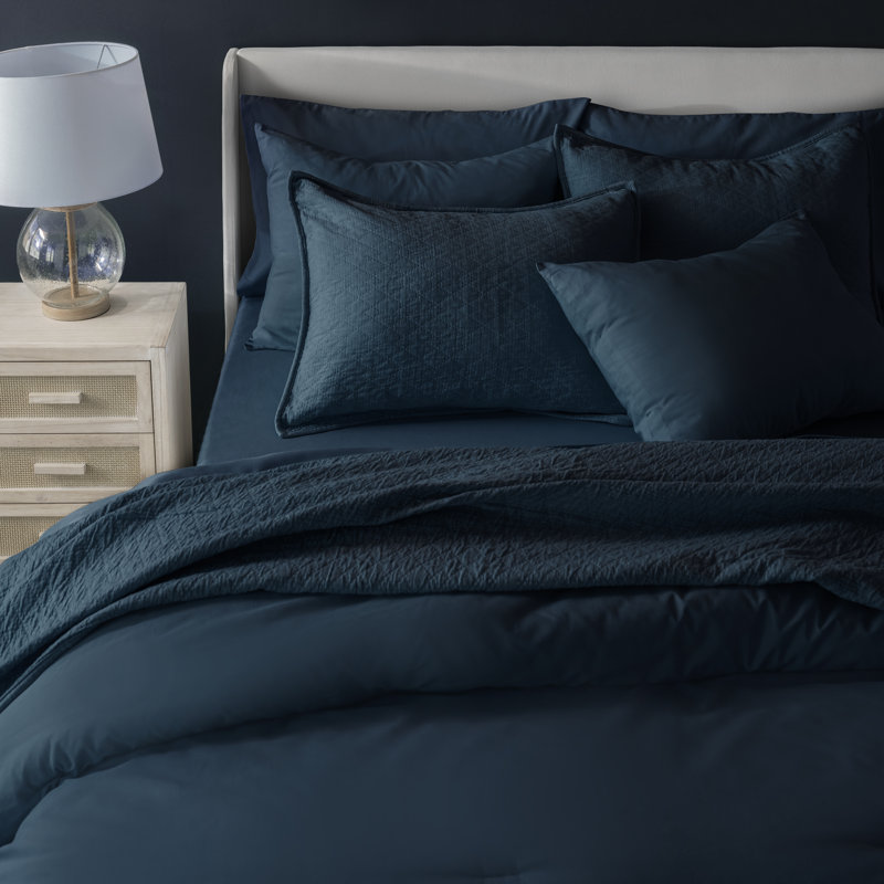 Ensemble de courtepointe réversible 3 pièces Braedon, Bleu marine véritable