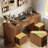 55.1" Fluted Executive Desk With Drawers, Home Office Desk With Charging Station-15288812
