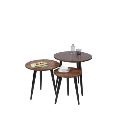 Eleta Solid Wood Top Three Leg Round Side Table