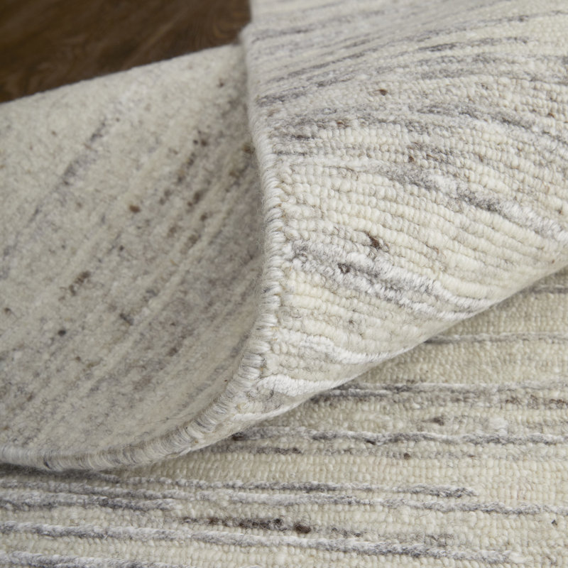 Brighton Handmade Wool Abstract Area Rug, Taupe/Ivory, Rectangle 8'6" x 11'6"