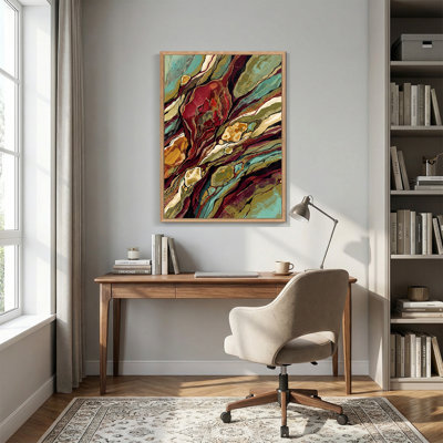 Red Teal and Green Abstract Dotted Layered Art Canvas Wall Art