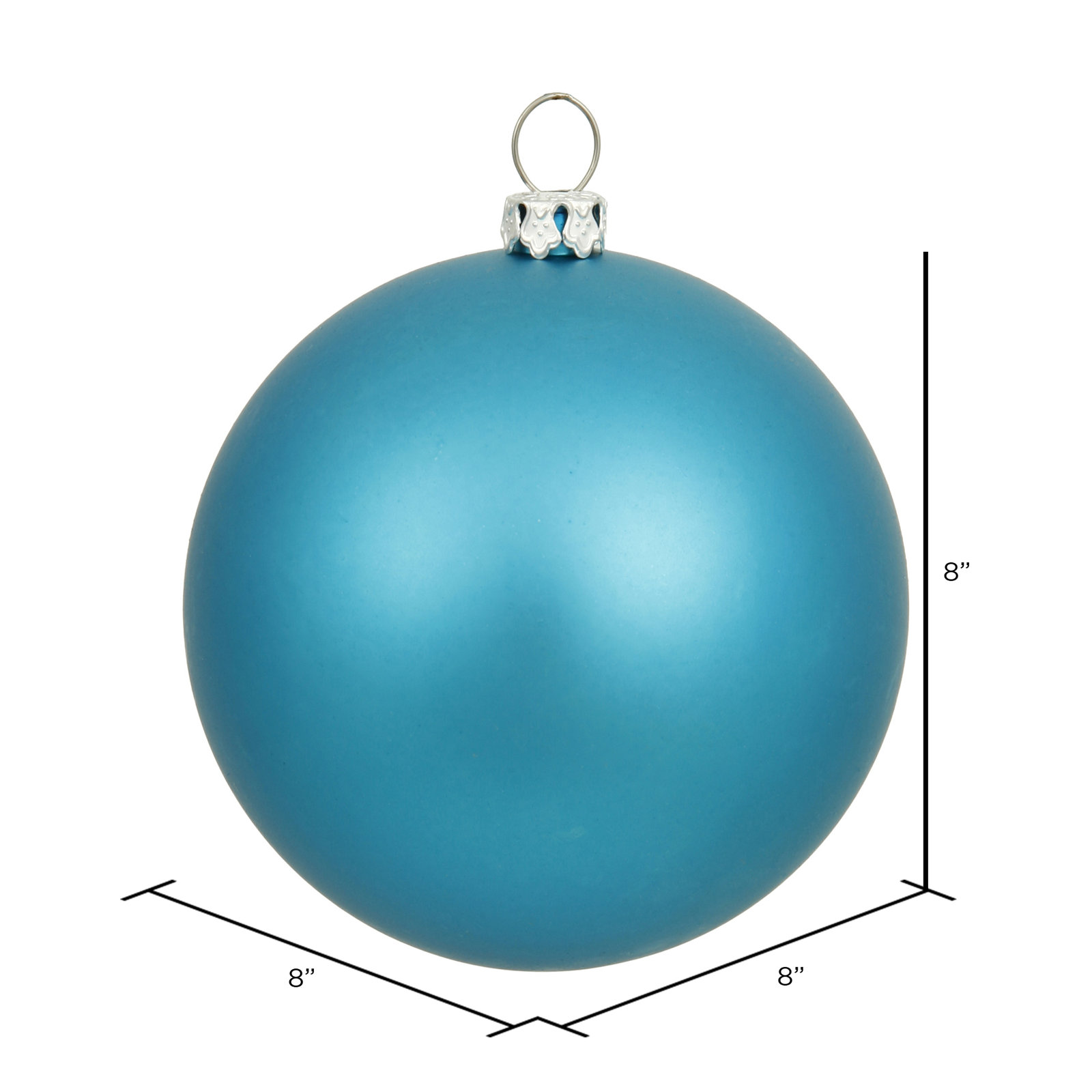 Holiday Décor Ball Ornament, Turquoise, 8" H x 8" W x 8" D