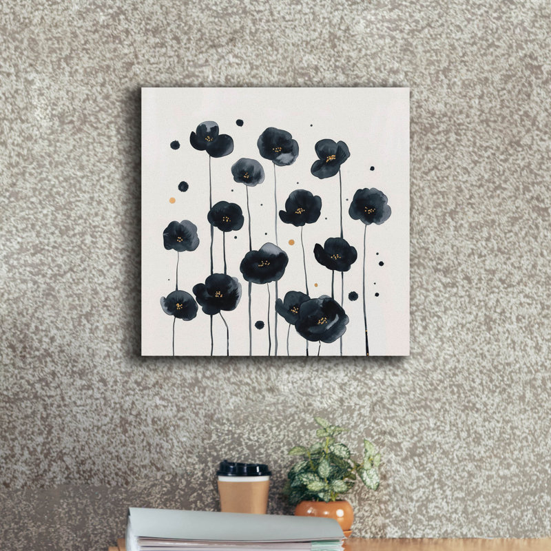 «Black Poppies» par Svetlana Aleynikova, art mural sur toile, H 18 po x l 18 po