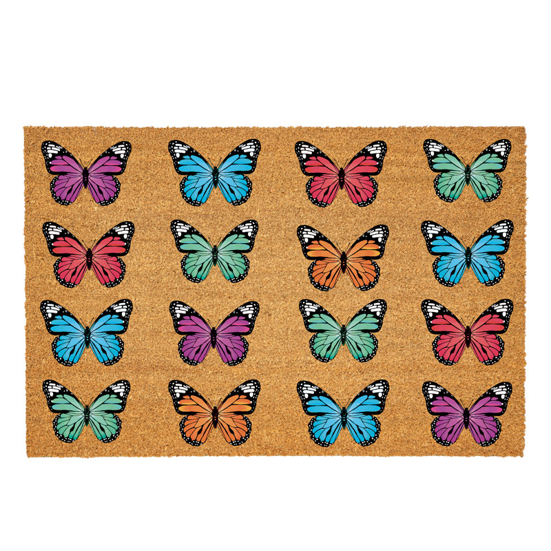 Pollinator Garden Butterfly Family Coir Mat, 36"x24"