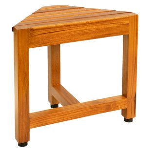 Teak Shower Corner Bench, Wooden Foot Rest, Shower Bench(Teak)