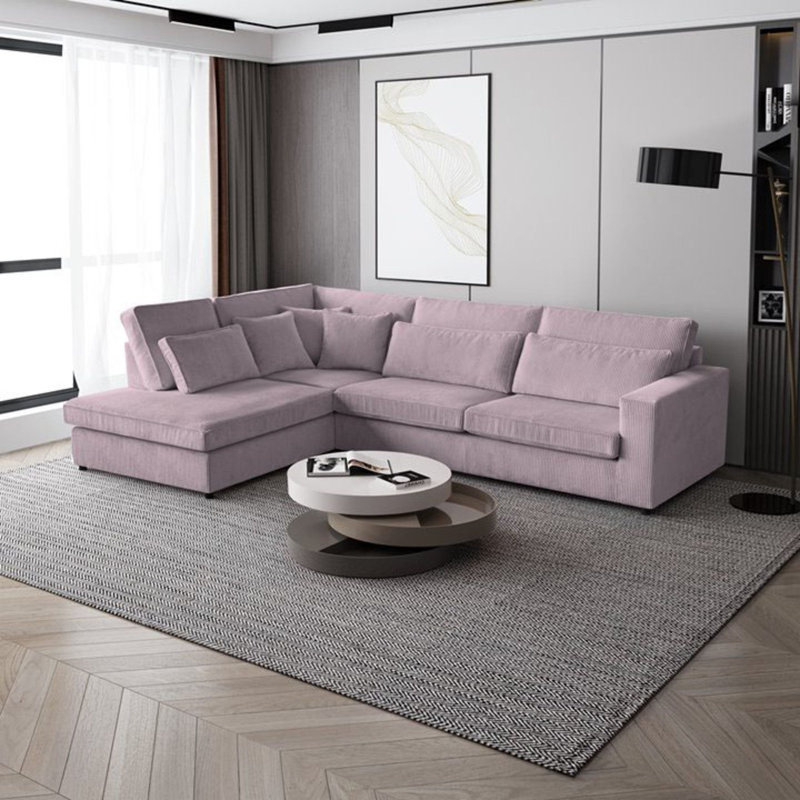 Preslea 6 Seater Sofa & Chaise, Left Hand Facing, Pink