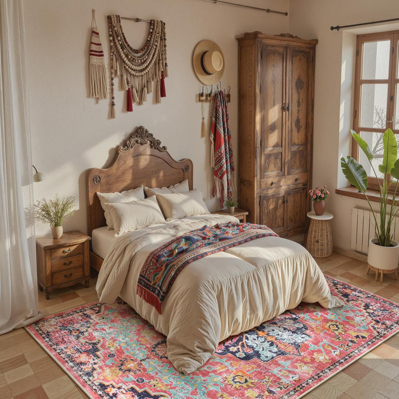Govan Machine Washable Traditional Tribal Vintage Area Rugs, Rectangle 5' x 7'