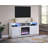 Ambrose 70"W White Walnut Finish Fireplace Console Tv Stand With Heater, Led Light, Cabinets, Shelves-1850328066