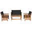 Jonanthan 4pcs Patio Solid Wood Furniture Set Conversation Coffee Table W/black Cushion-613354987