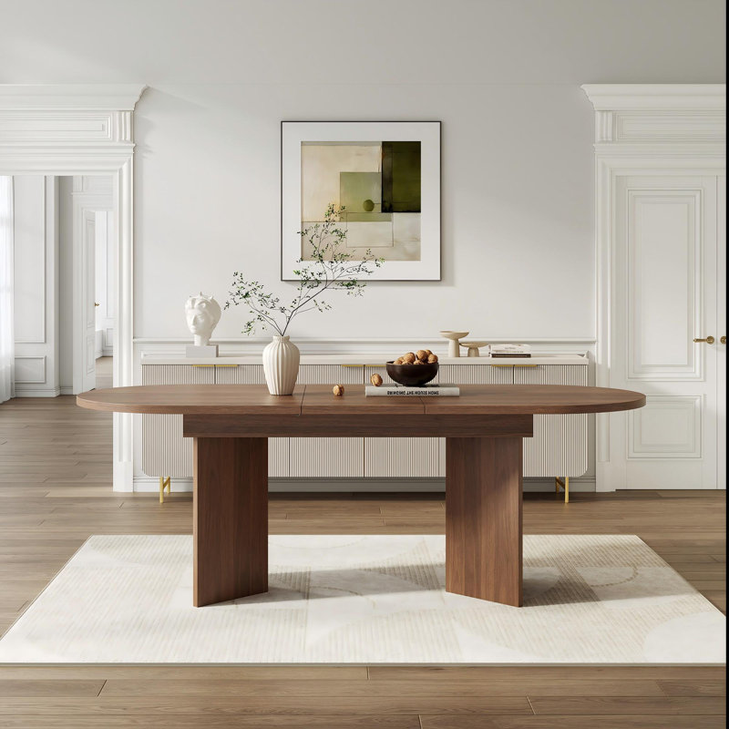 Extendable Oval Dining Table, Brown, 75cm H x 160cm W x 90cm D