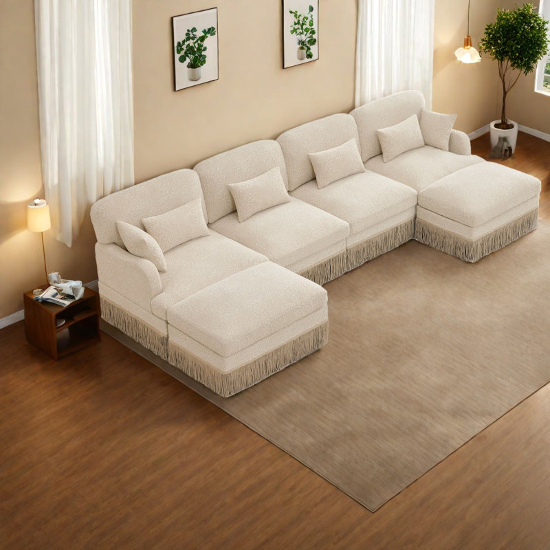 Canapés modulaires spacieux, sièges de salon modernes en U en chenille