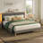 Velvet Upholstered Platform Bed Frame With Storage Headboard And LED Lights-979535343-978940313